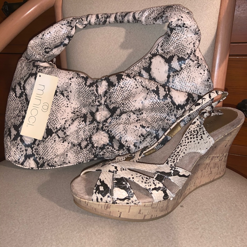 MINICCI Snakeskin Handbag & FIONI Snakeskin Wedges